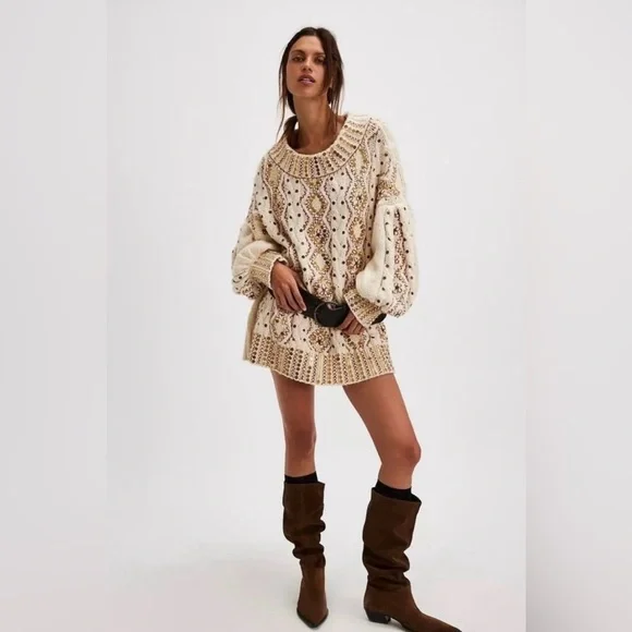 Free People gilded cable embellished sweater - Picture 1 of 5